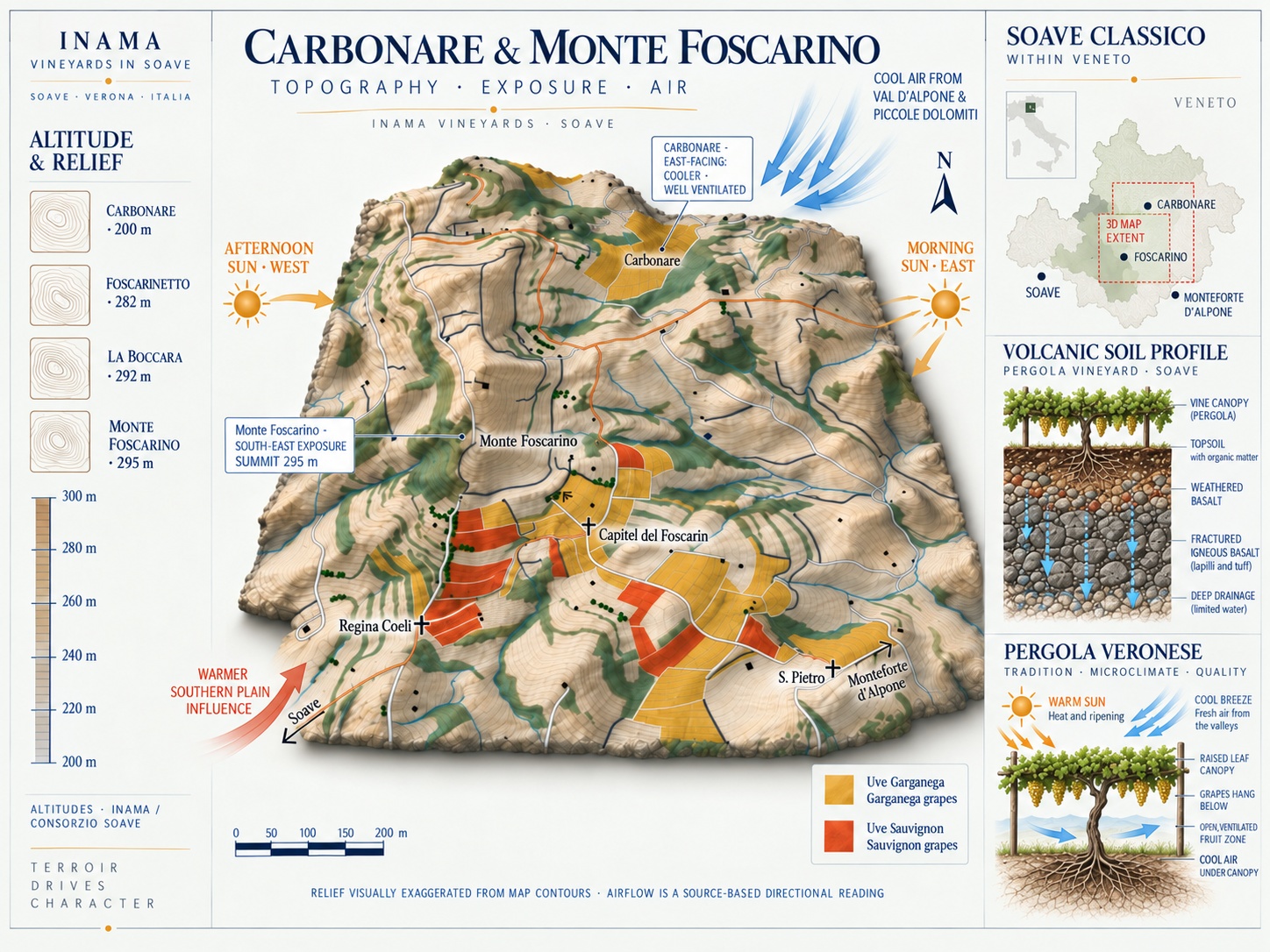 Topographical map of Carbonare and Monte Foscarino